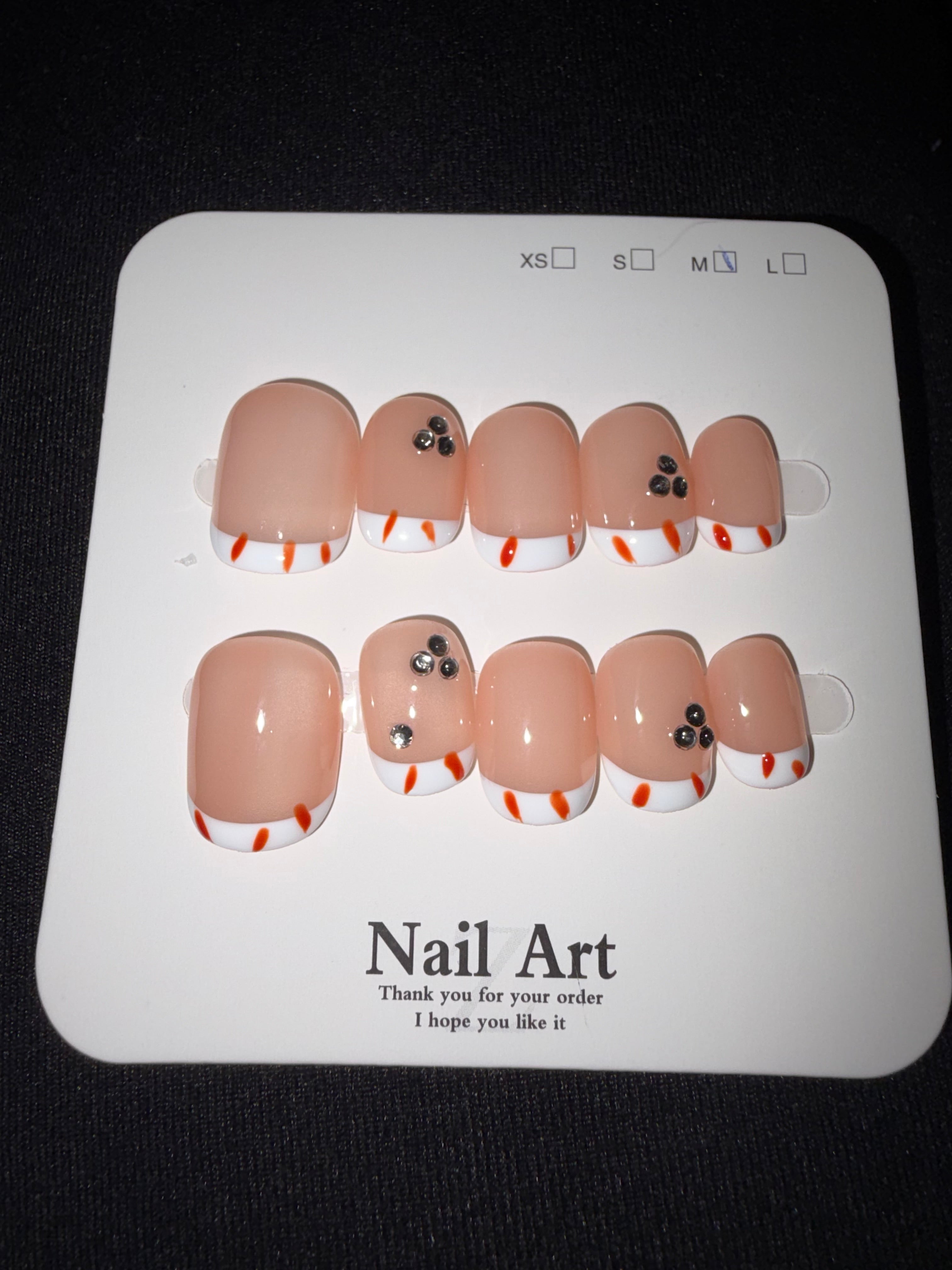 Short candy cane press on nails