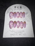 Purple-Pink floral Jia Zhi Mu nail set