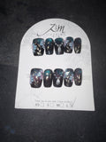Blue black ombré 3D Jia Zhi Mu nail set