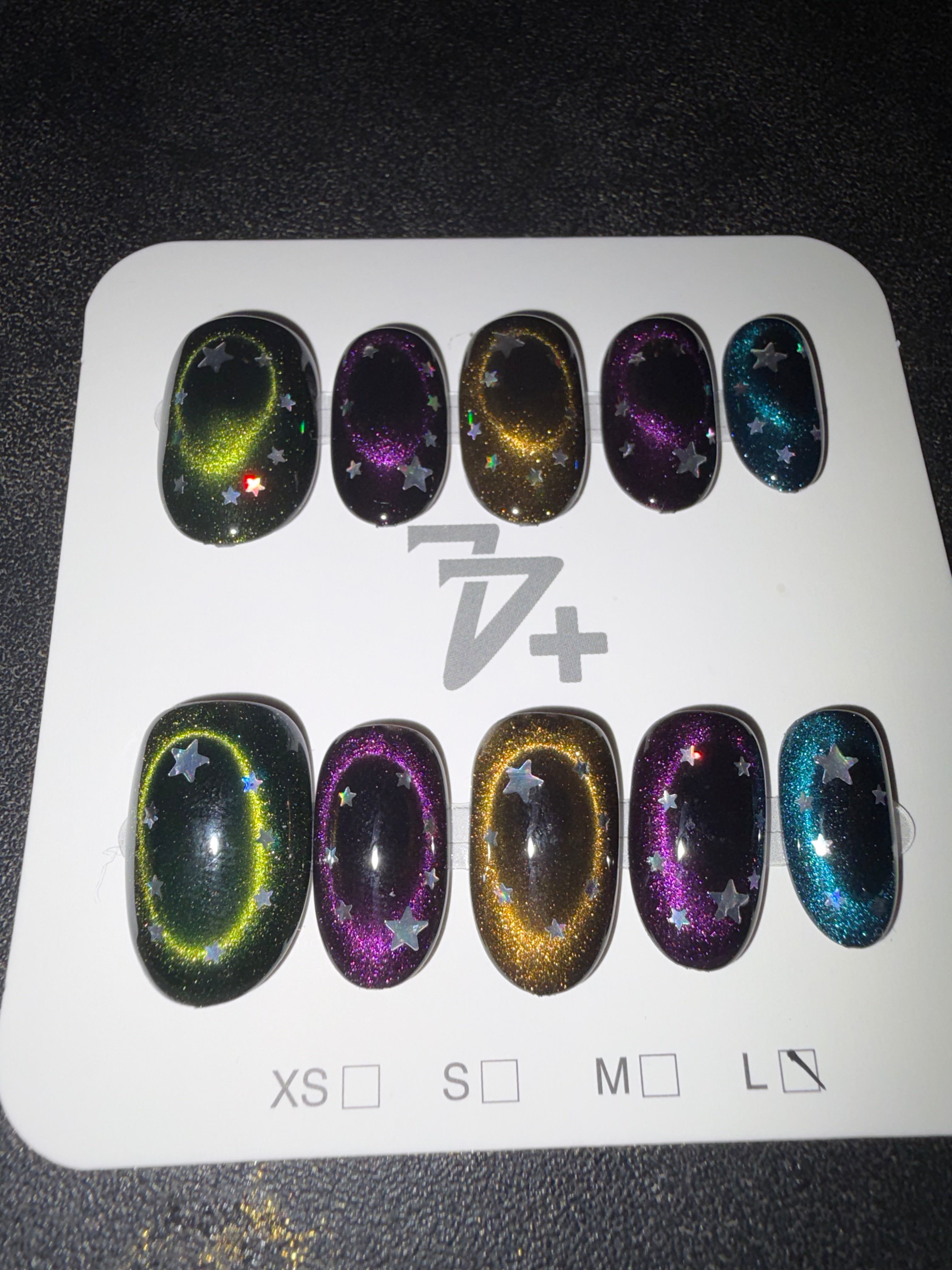 Multicolored Galaxy press on nails