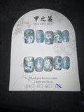 Blue floral Jia Zhi Mu press on set