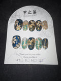 Blue and White gold floral Jia Zhi Mu nail set