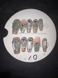 Green cateye 3D press ons