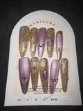 X-Long Brushed Gold nail set