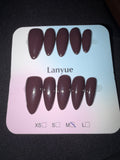 Brown plain almond press on nails