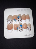 French tip blueberry press on nails