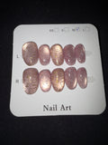Pink cateye bear press on nails
