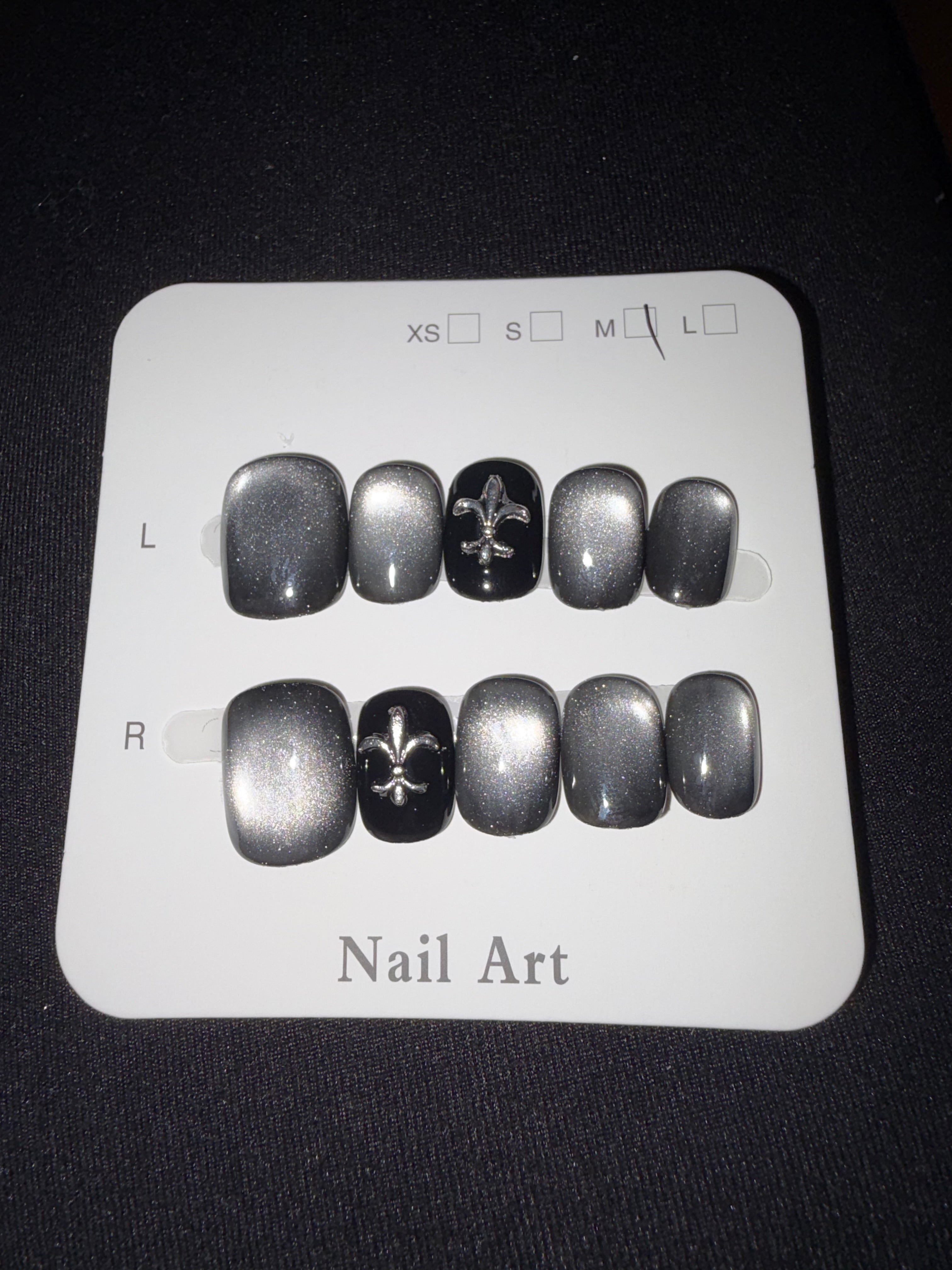 Grey cateye alternative press on nails