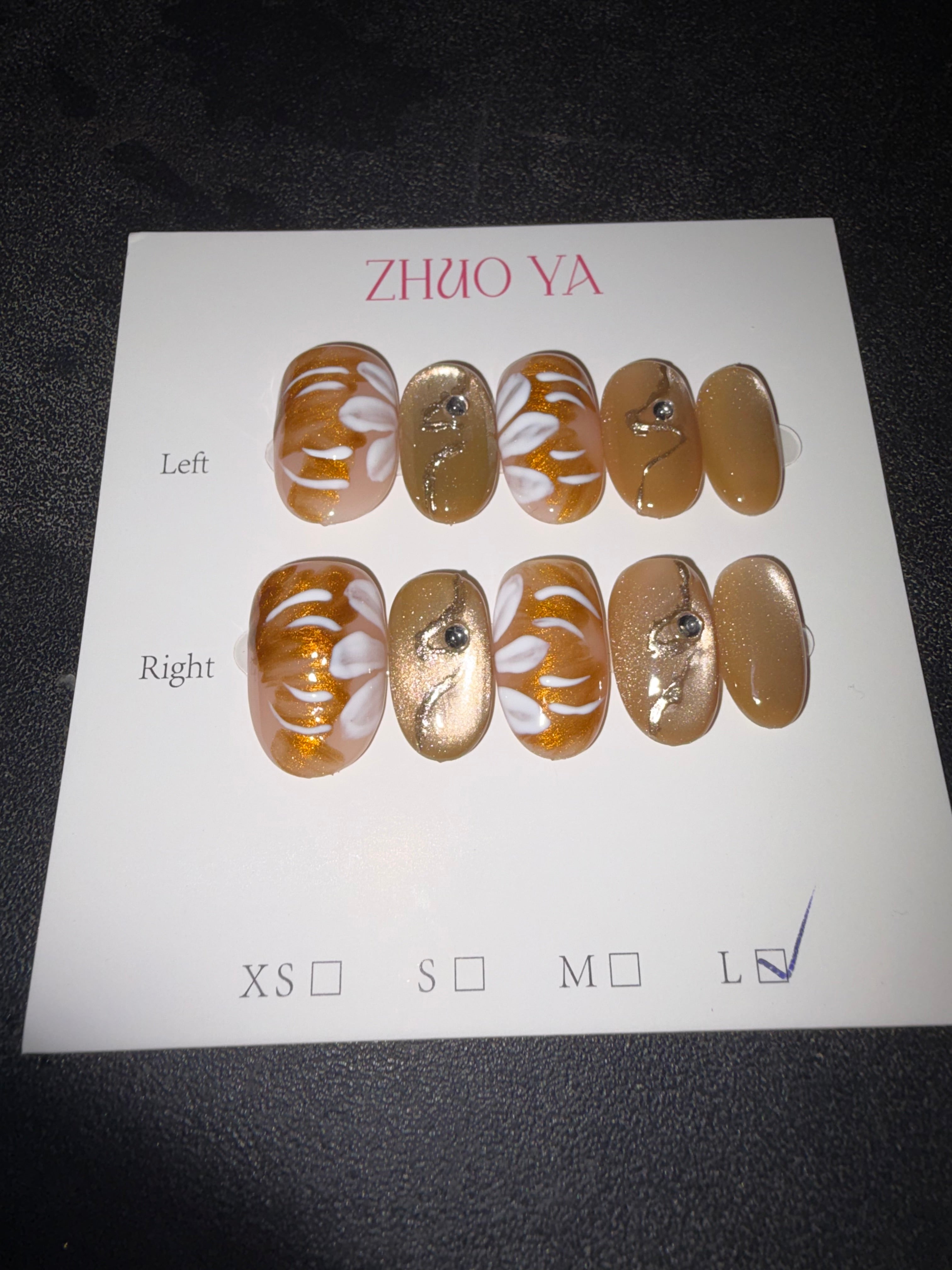 Brown and gold press on nails