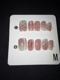 Pink and white dot press on nails