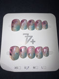 77 short multicolor press on nails