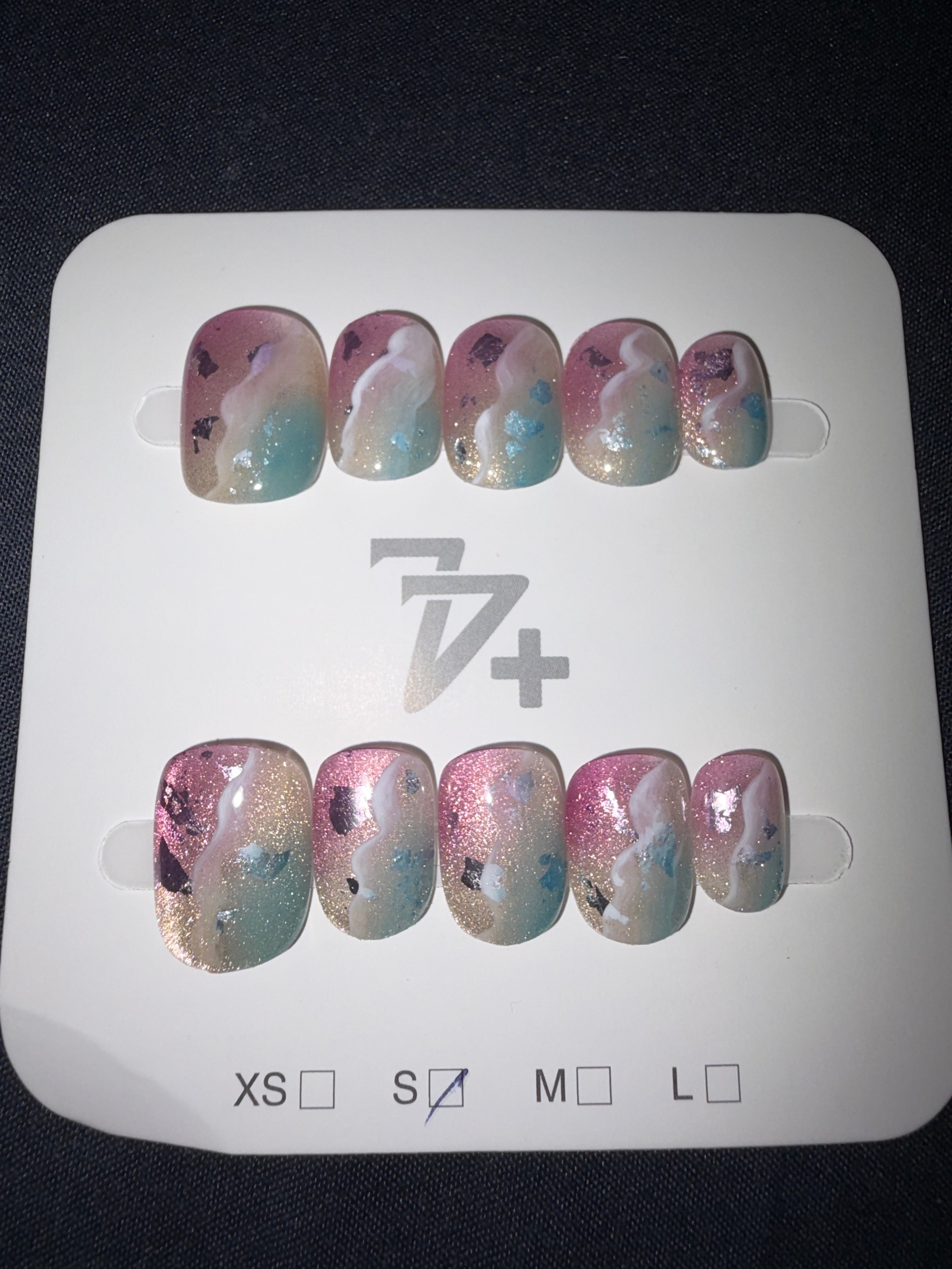 77 short multicolor press on nails
