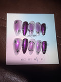 Purple Silver Press Ons