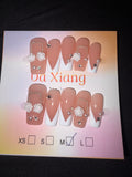 White rose French tip press on nails