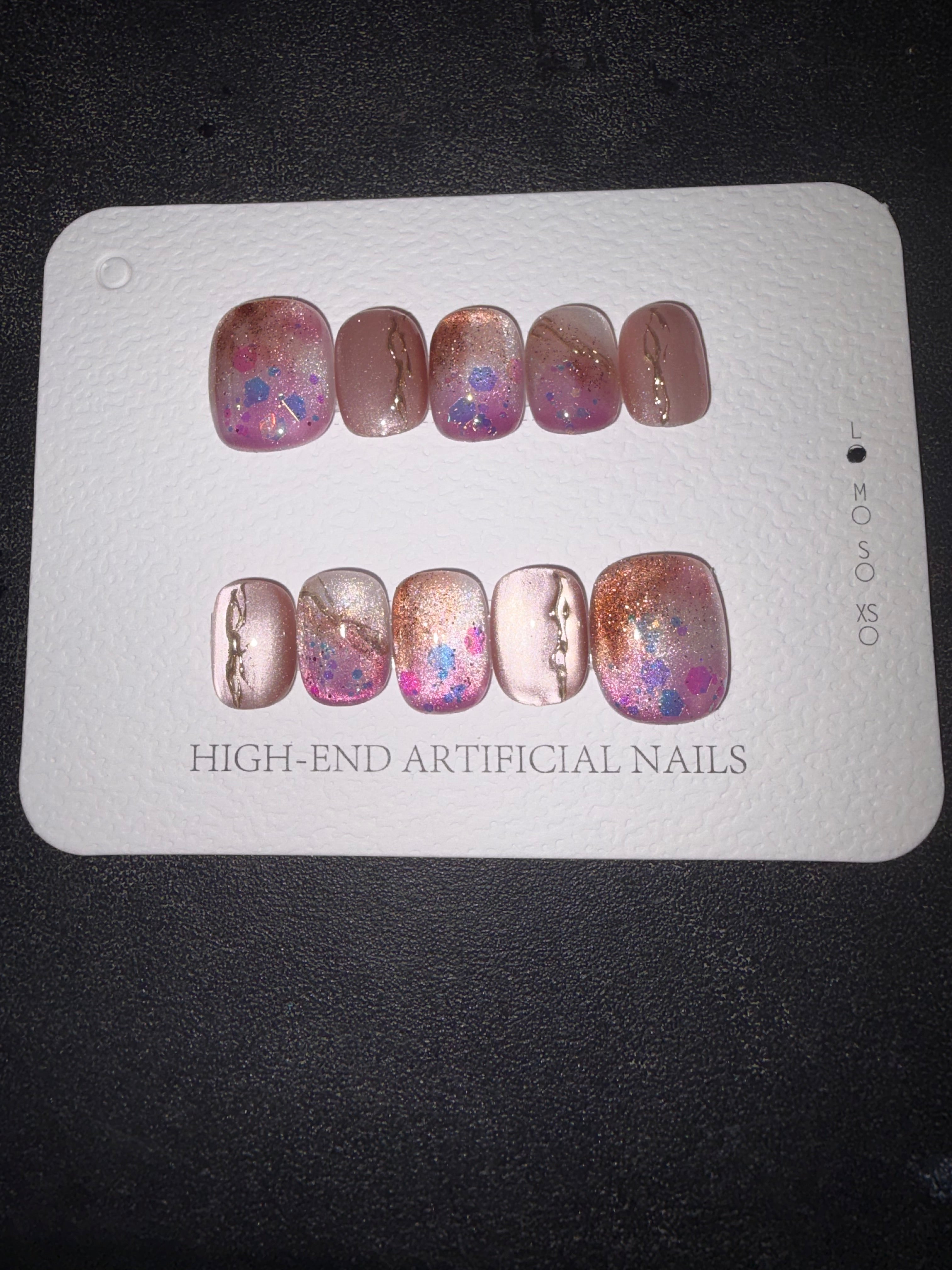 Multicolor Large Card press on nails set