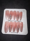 Stiletto oval sparkle press on nails