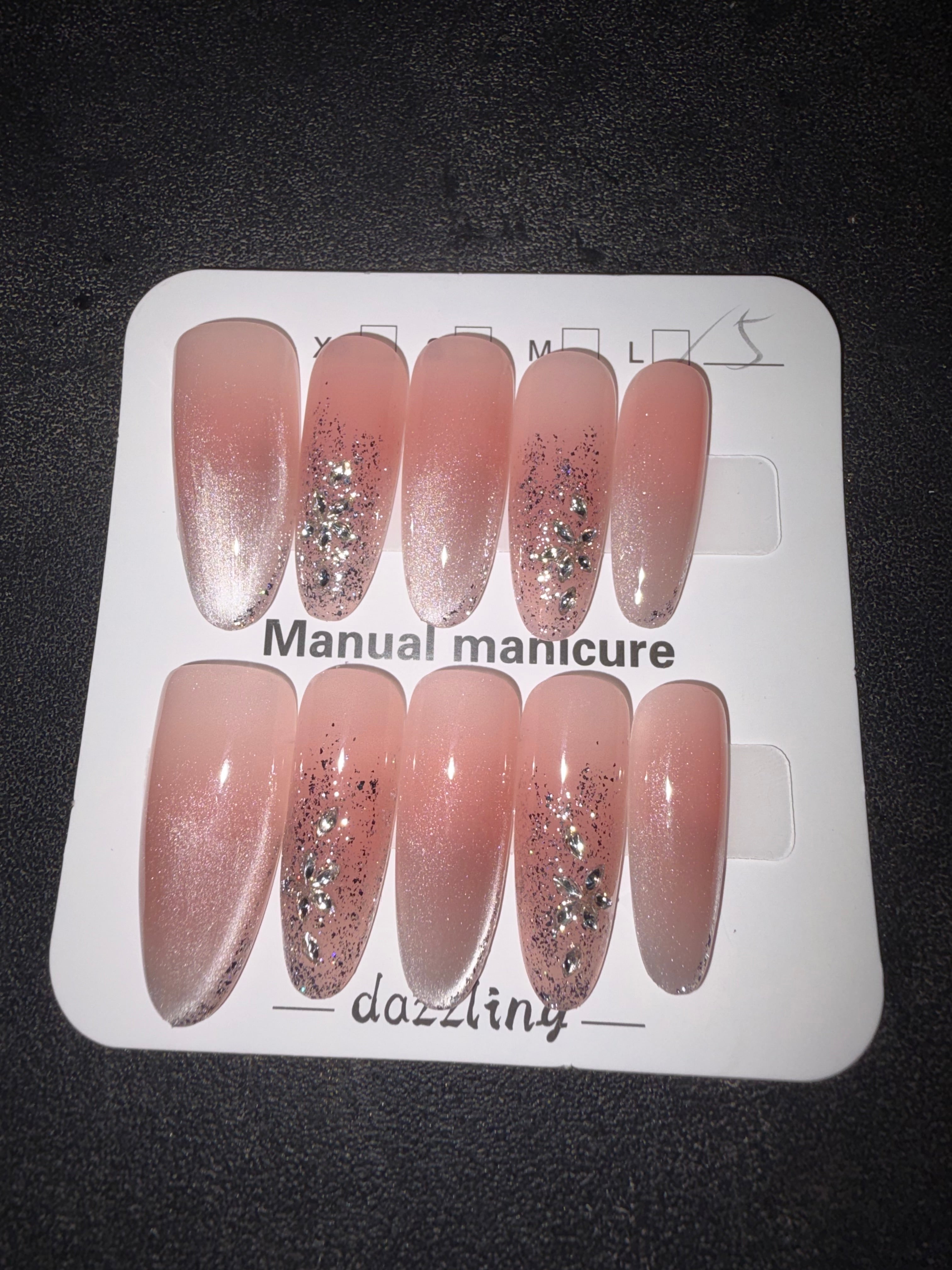 Stiletto oval sparkle press on nails