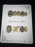 Green diamond print press on nails