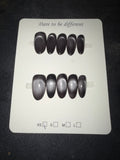 Black silver cateye press on nails