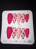 Pink matte cheetah press on nails