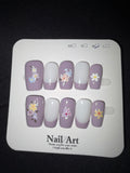 Calm purple flowers press on nails