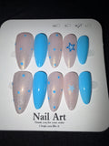 Blue star press on nails