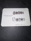 Silver cateye bows press on nails