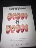 Pink French tip floral press on nails