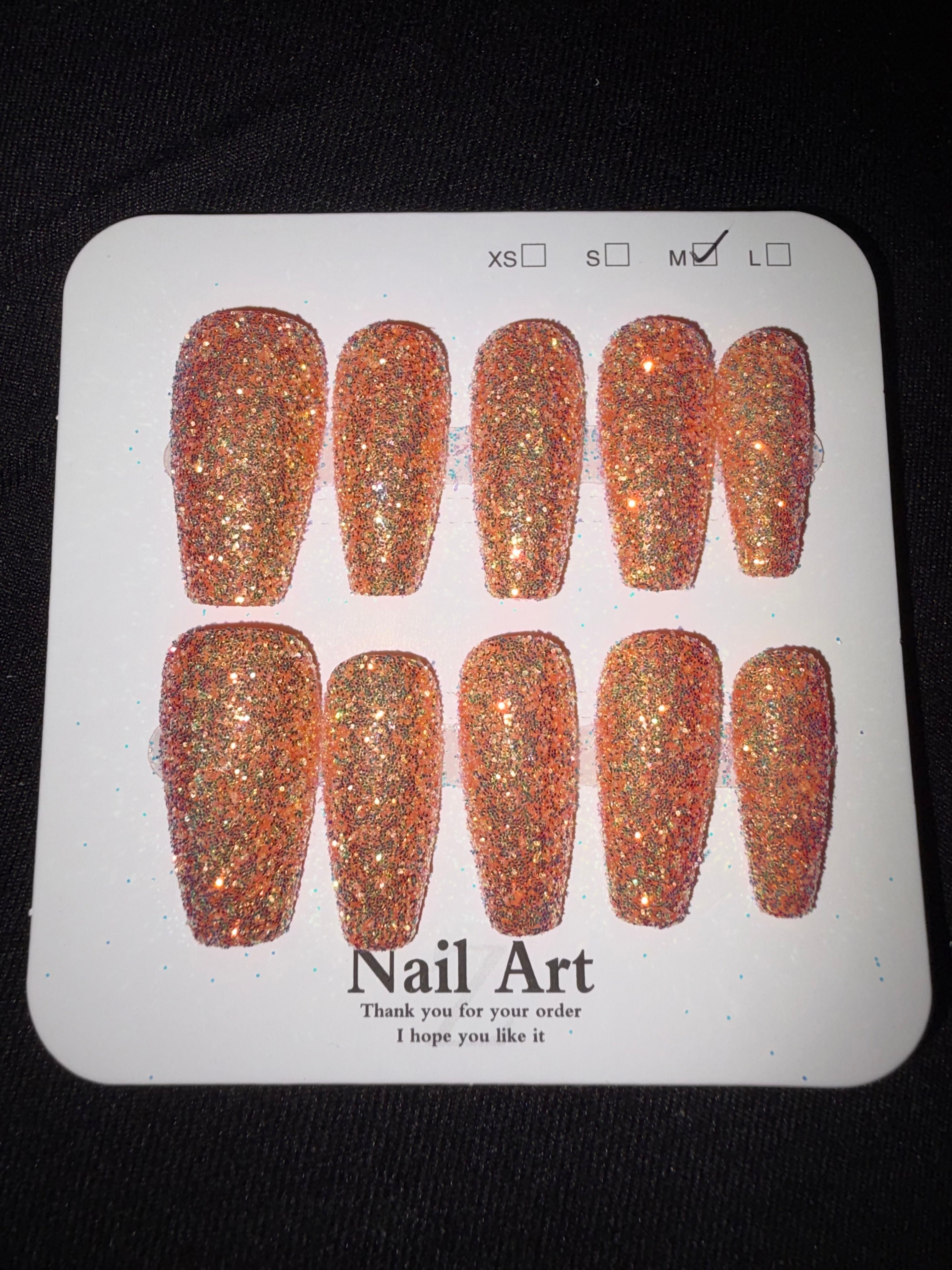 Orange sugar nails press on nails