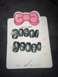 Green glitter silver accent press on nails