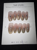 Oval green ombré press on nails