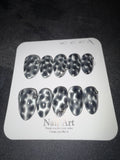 Black and silver dotted press on nails