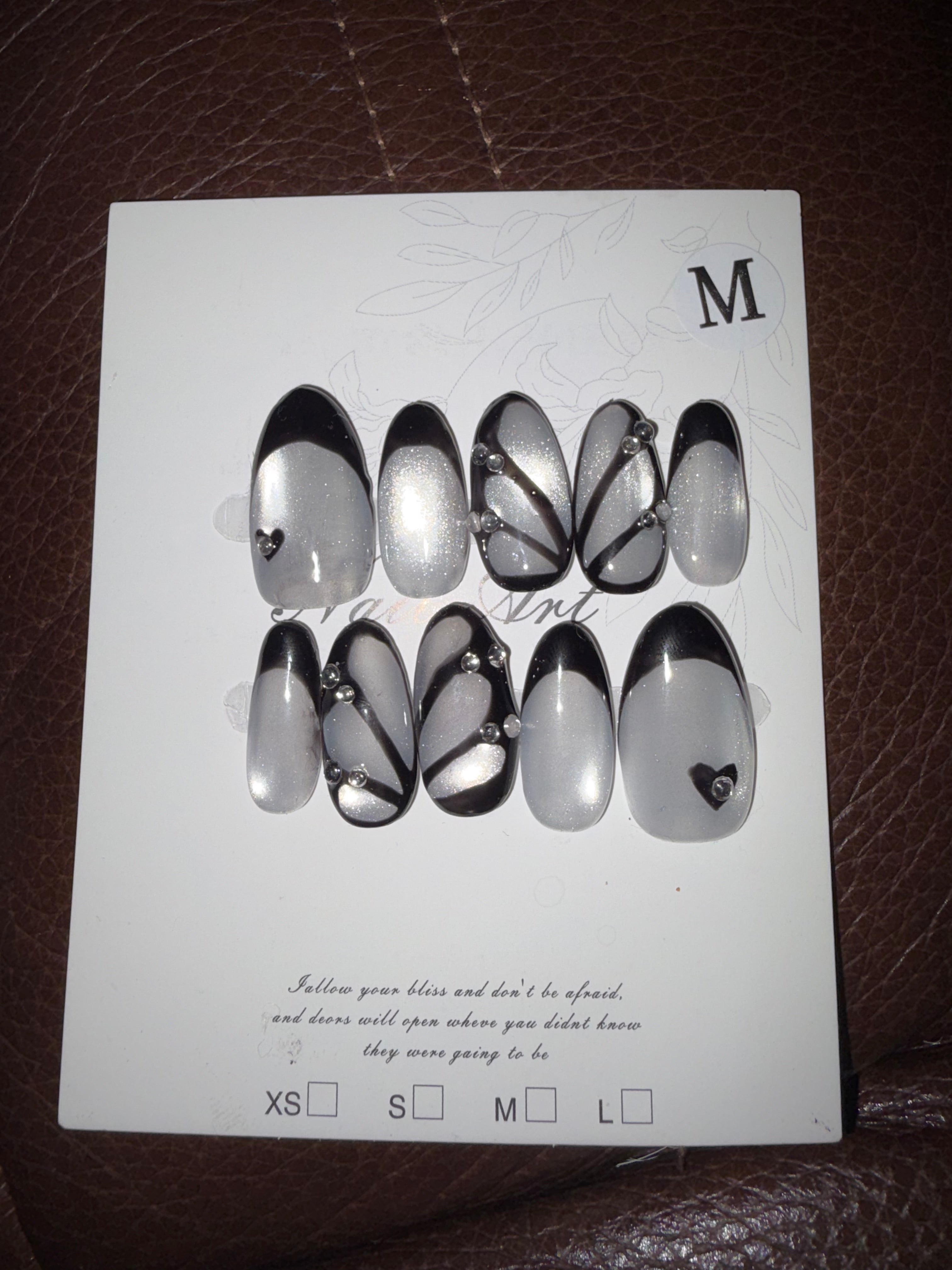 Grey Cateye Butterfly custom press ons