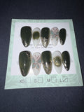 Green butterfly press ons