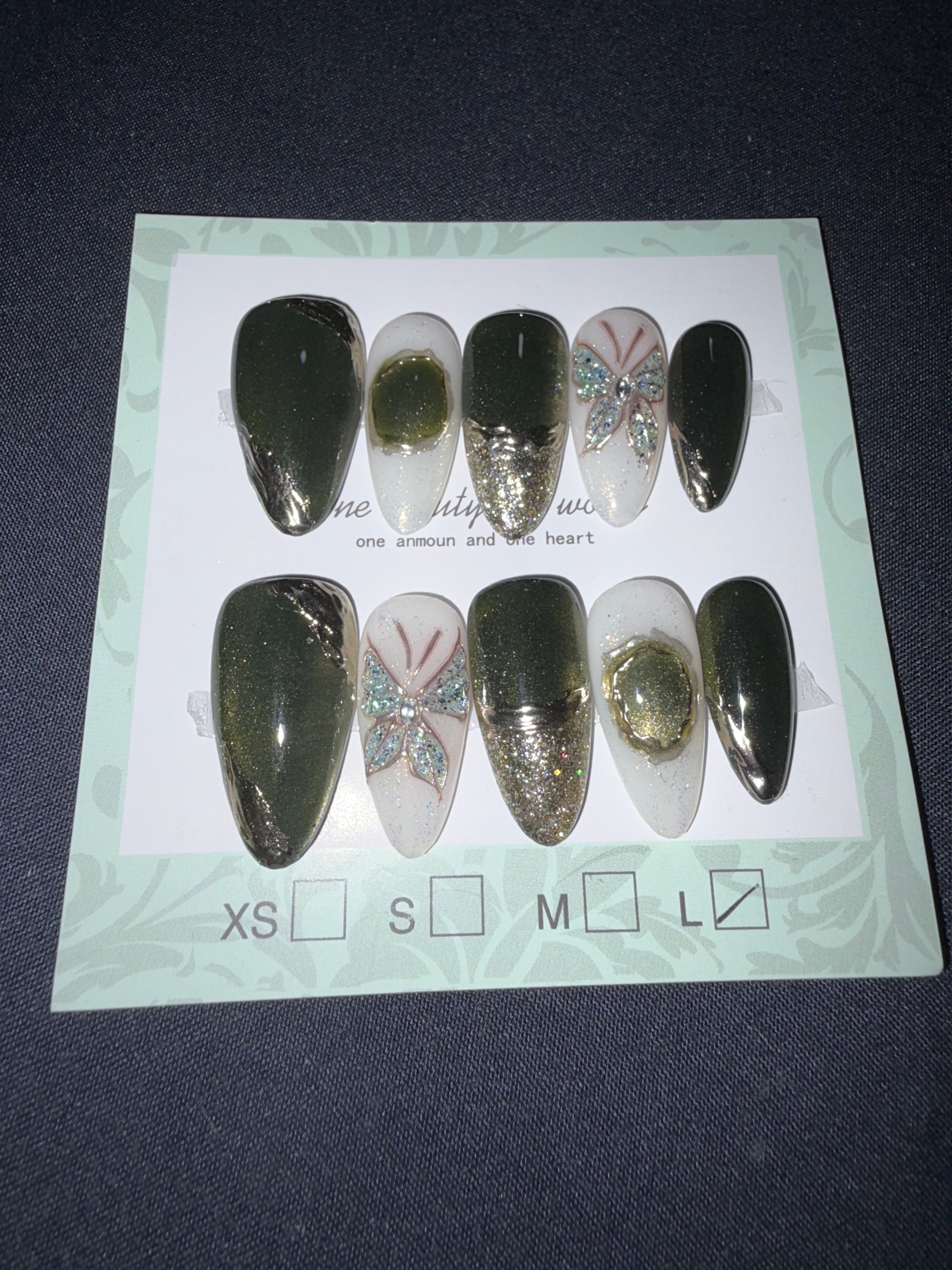 Green butterfly press ons
