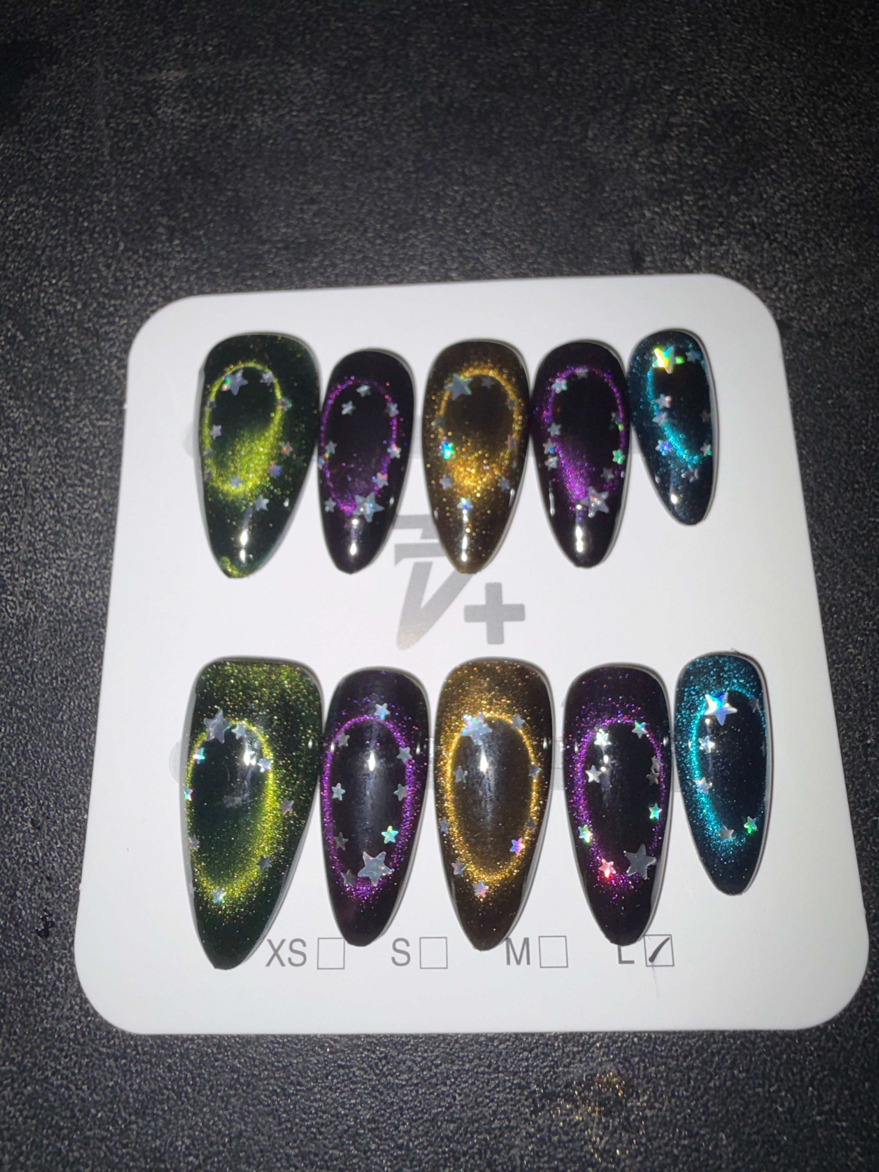 Multicolored Galaxy press on nails