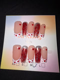 Glitter hearts press on nails