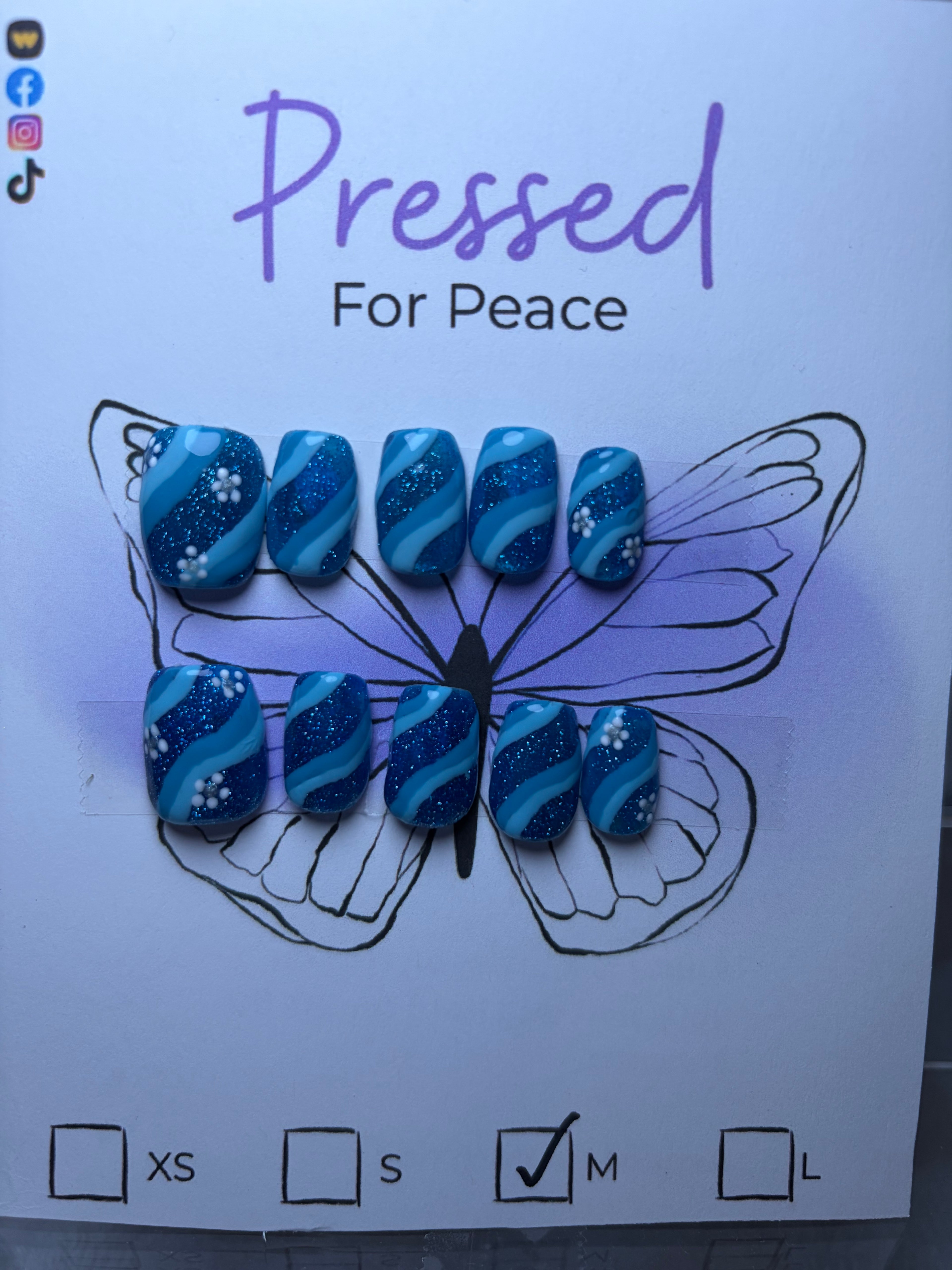 Blue retro custom nail set