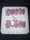 77 purple floral press on nails