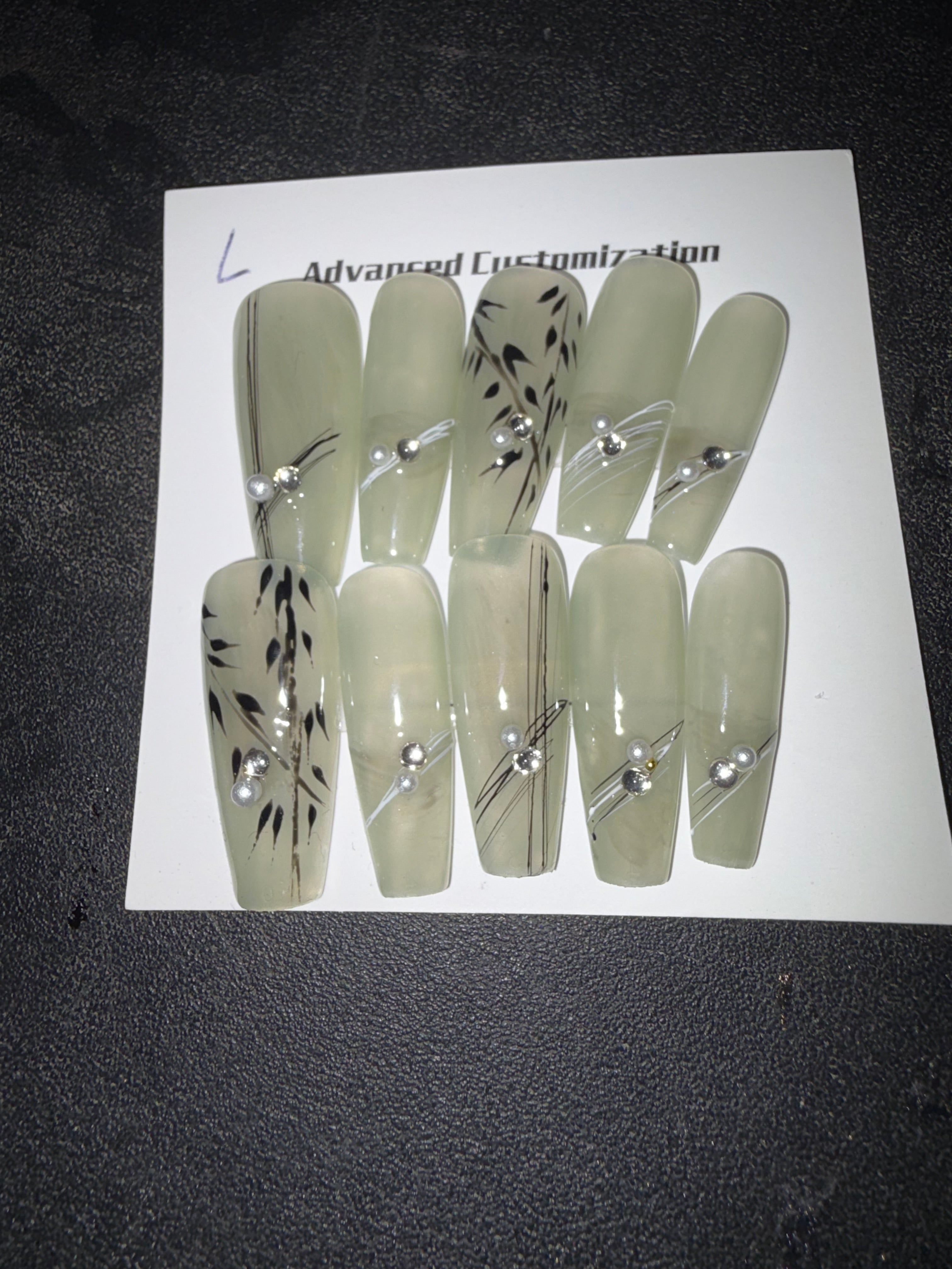 Green stiletto press on nails