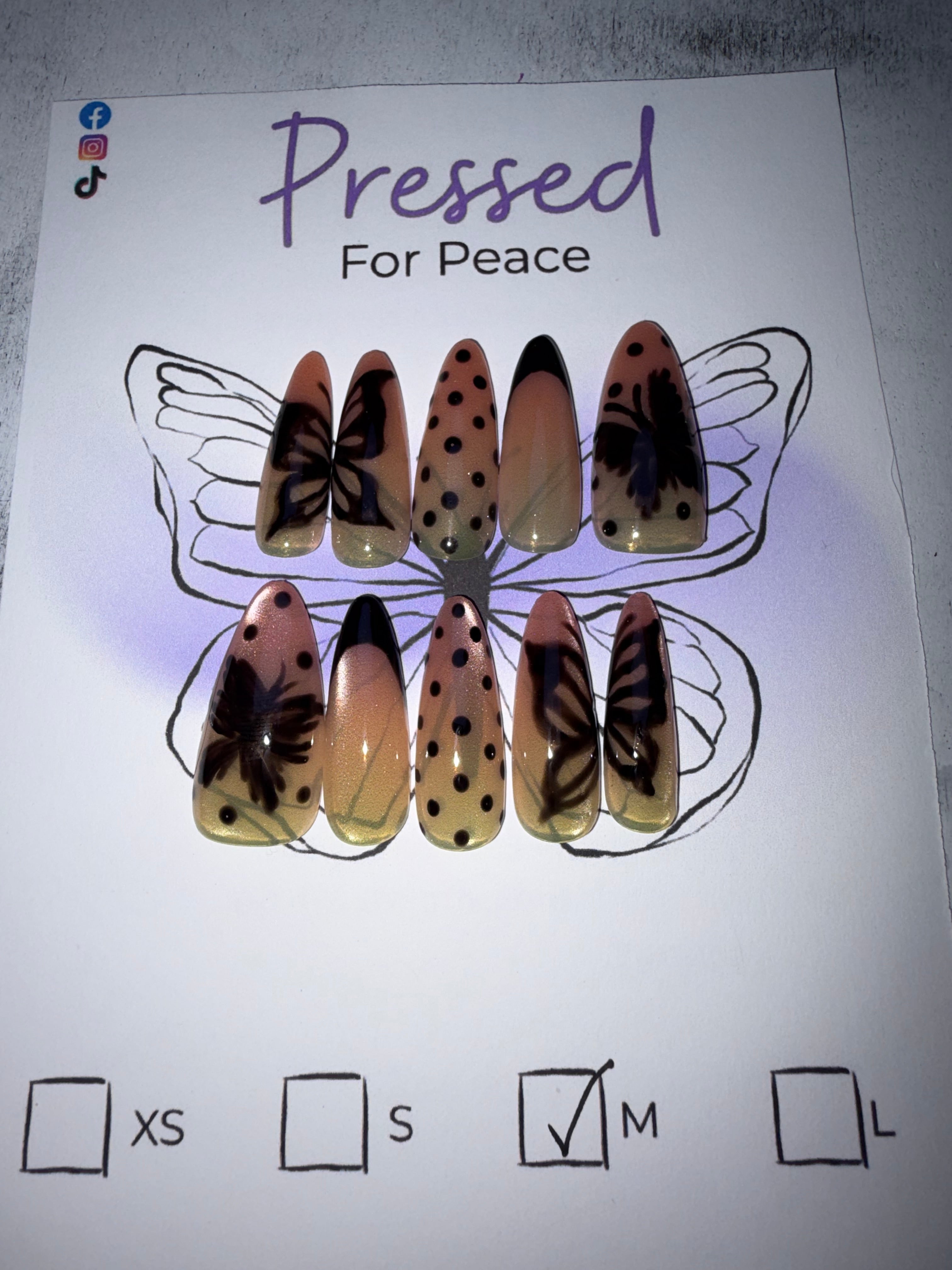 Ombré Butterfly custom press on nails