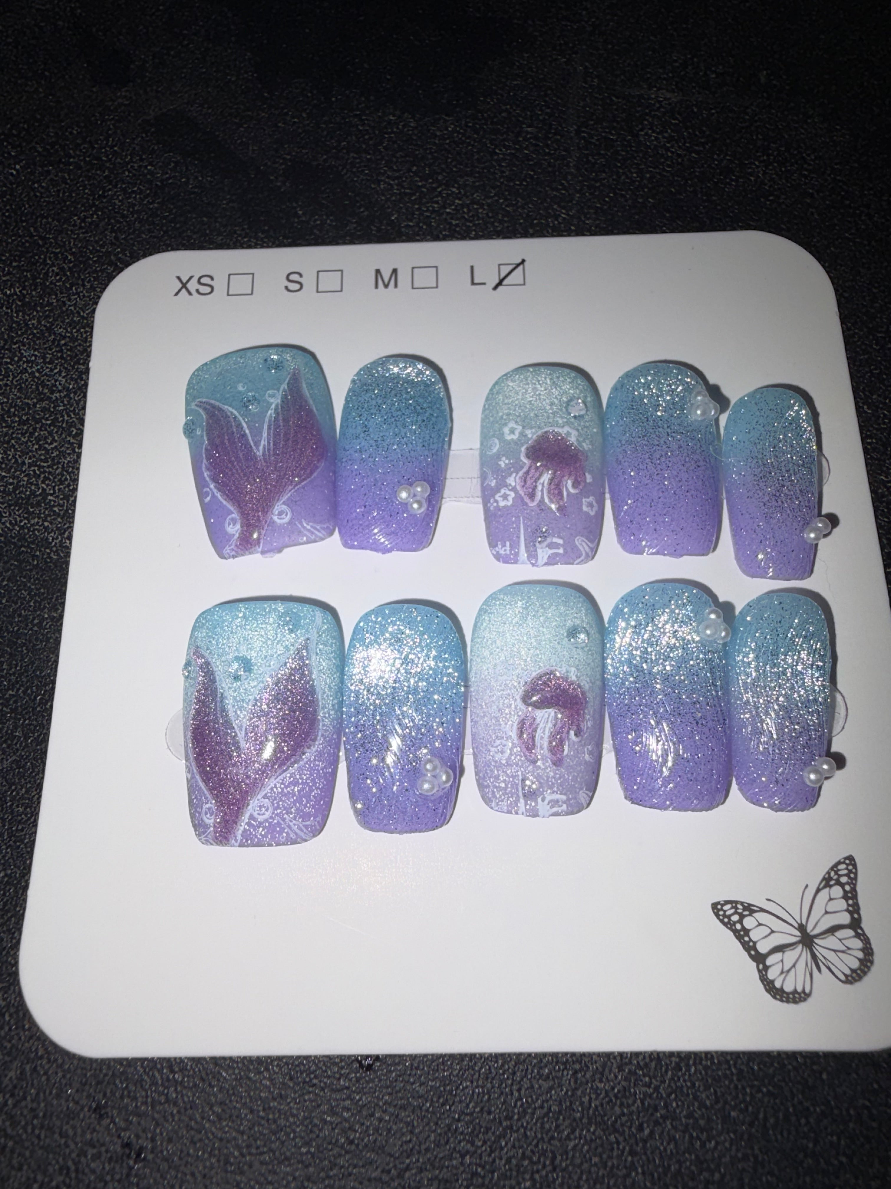 Mermaid themed Press on nails