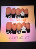 Black white French tip press on nails