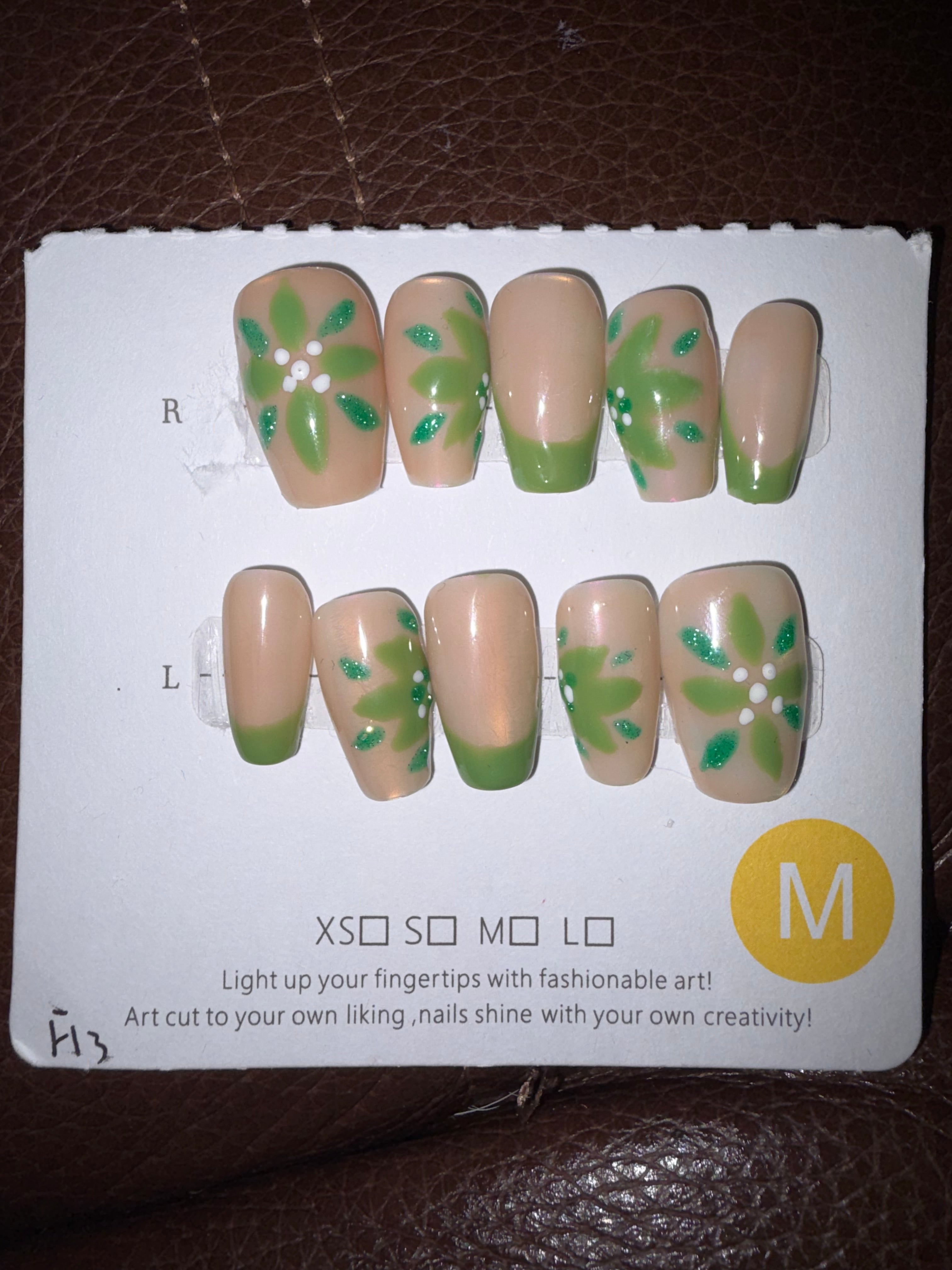 Green Flower Custom Press Ons