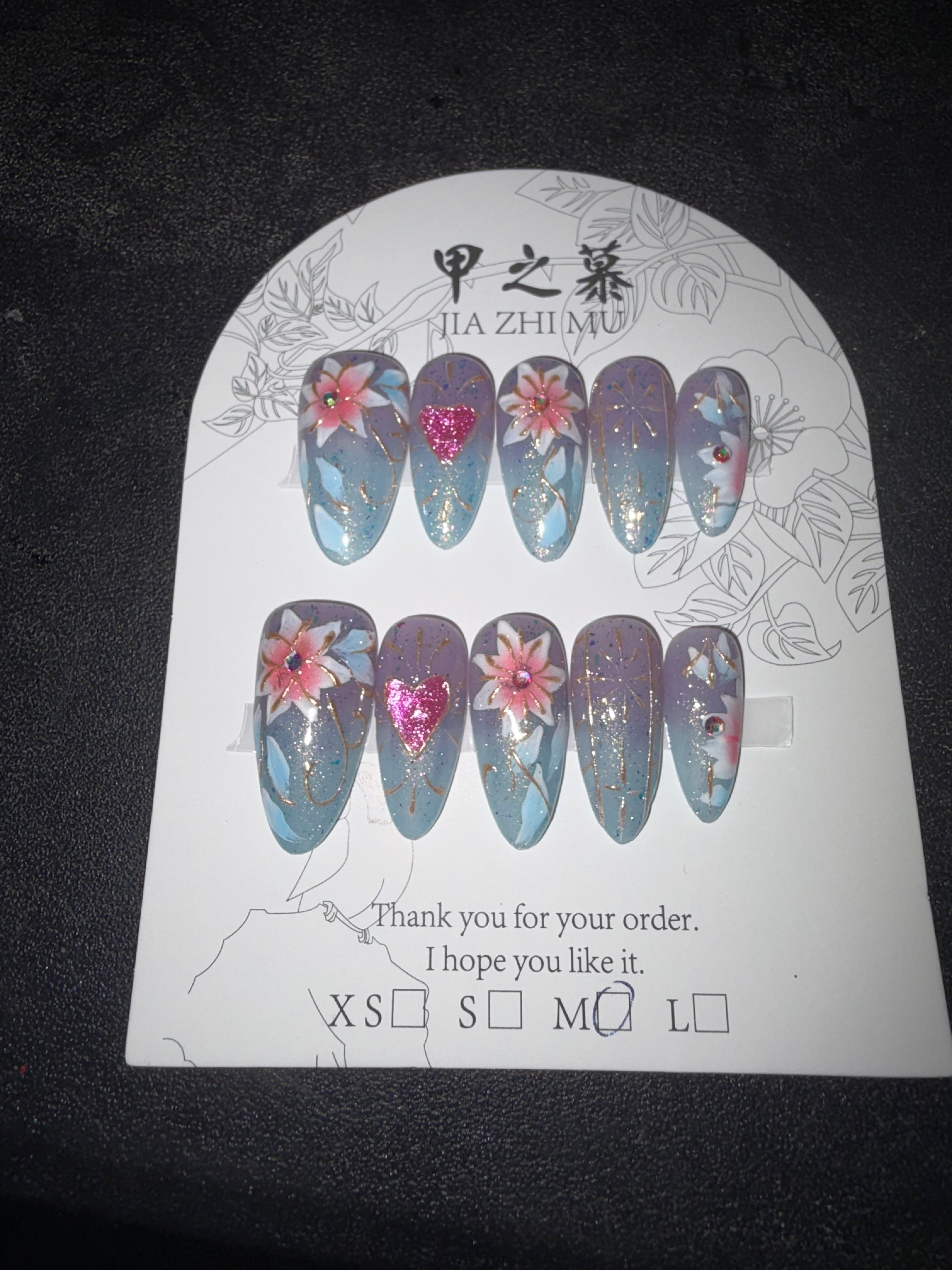 Ombré floral Jia Zhi mu nail set