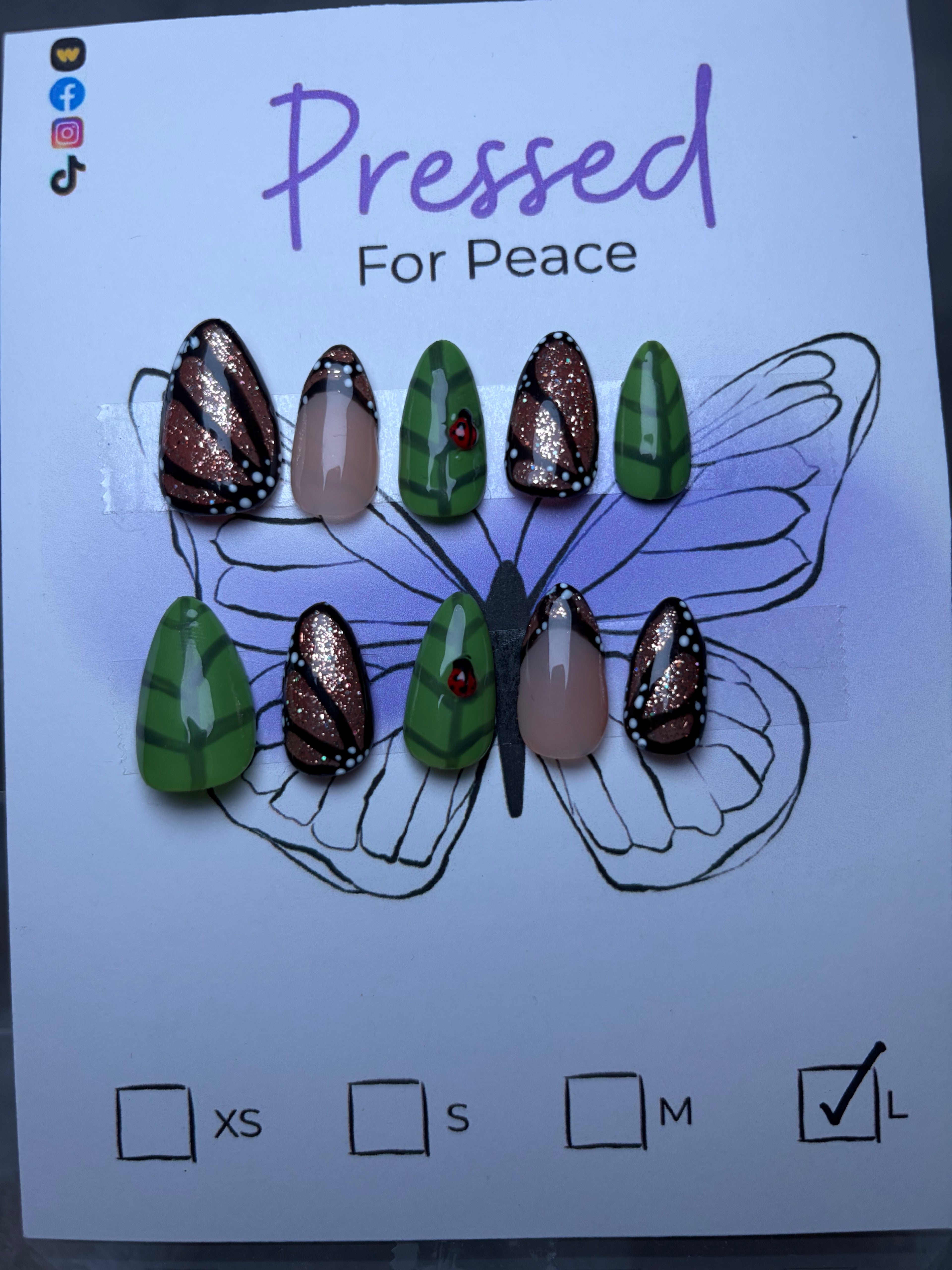 Butterfly themed Press on Nail set