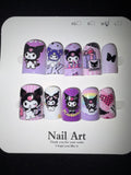 Kuromi sanrio inspired baby duck press on nails