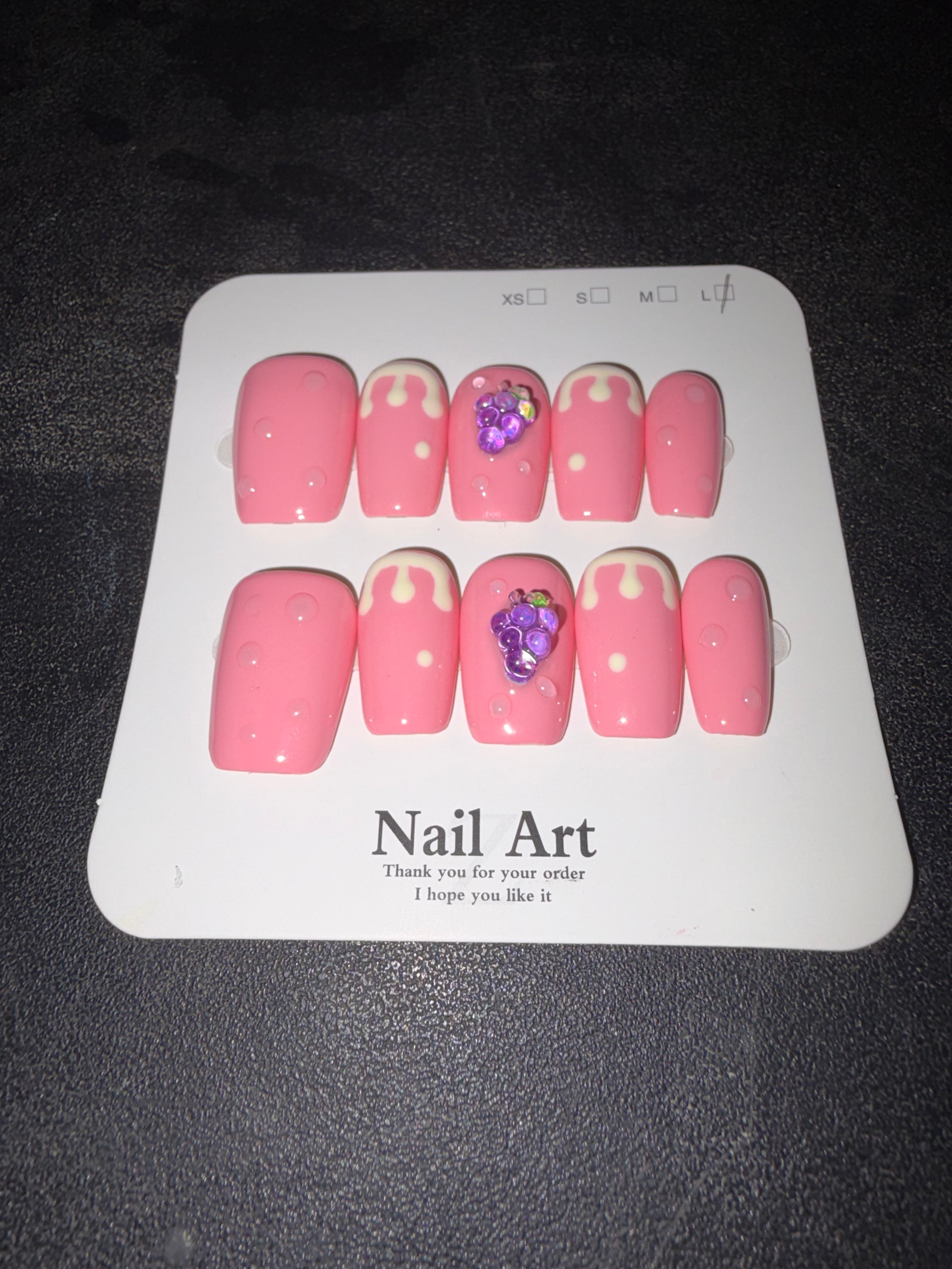 Pink grape press on nails