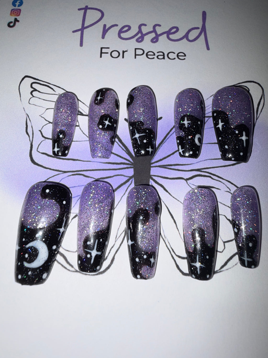Purple Galaxy Press on Nail Set