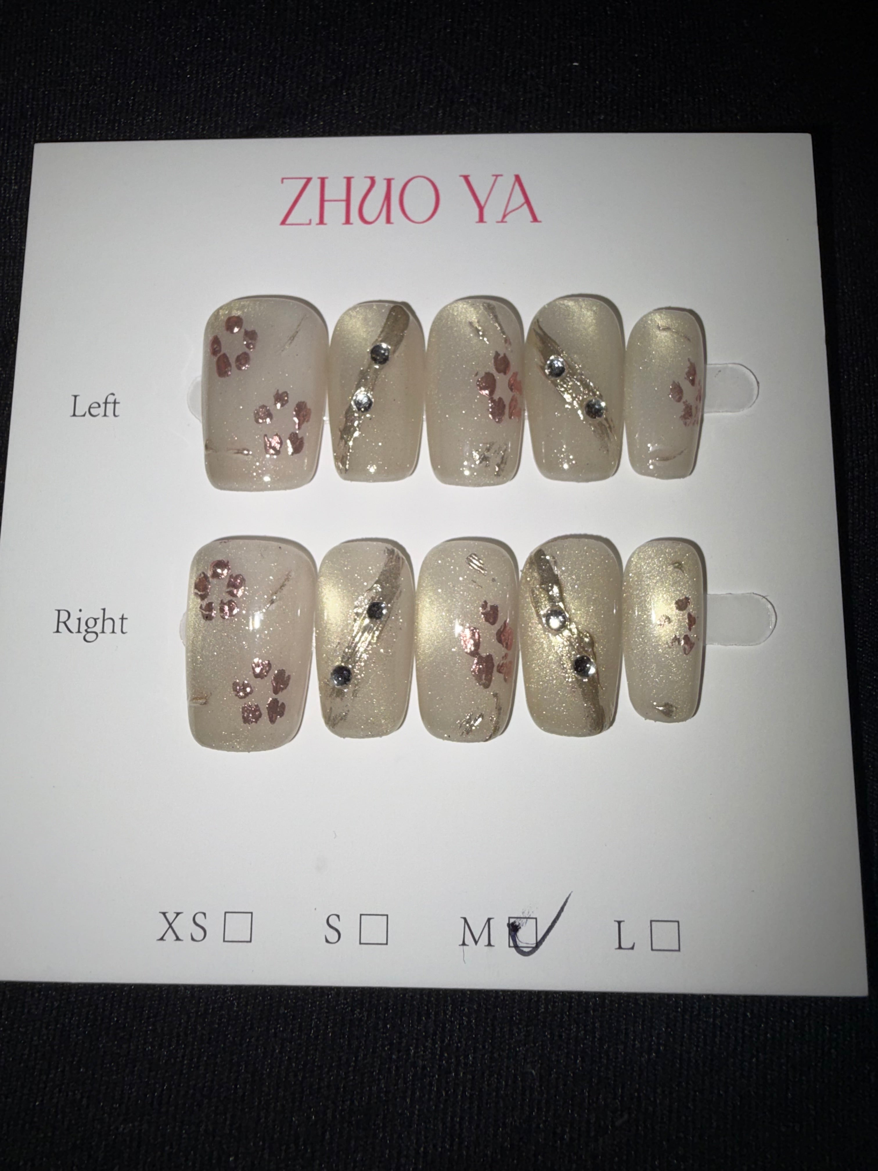 Brushed gold rose gold press on nails
